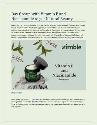 Day Cream with Vitamin E and Niacinamide to get Natural Beauty