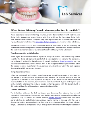 What Makes Midway Dental Laboratory the Best in the Field