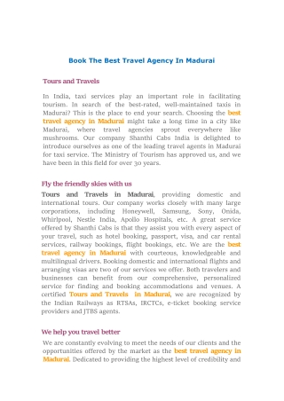 Book The Best Travel Agency In Madurai