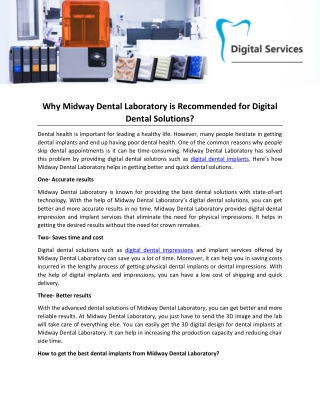Why Midway Dental Laboratory is Recommended for Digital Dental Solutions