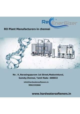 RO Plant Manufacturers in chennai