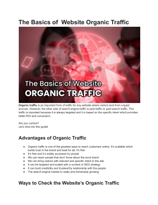 The Basics of  Website Organic Traffic