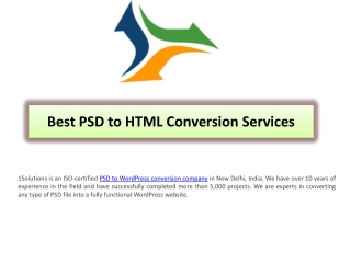 Best PSD to HTML Conversion Services Company in India