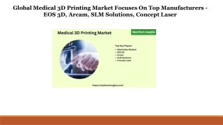 Global Medical 3D Printing Market Focuses On Top Manufacturers - EOS 3D, Arcam