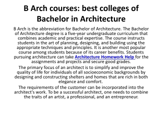 B Arch courses
