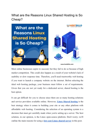 What are the Reasons Linux Shared Hosting is So Cheap?