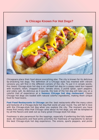 Is Chicago City Famous for Hot Dogs?