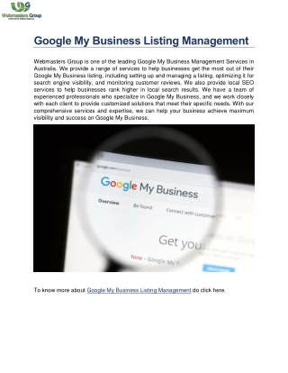 Google My Business Listing Management