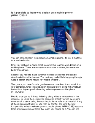 Is it possible to learn web design on a mobile phone?