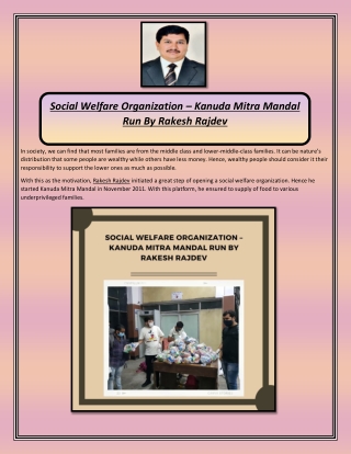 Social Welfare Organization – Kanuda Mitra Mandal Run By Rakesh Rajdev
