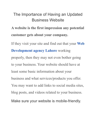 The Importance of Having an Updated Business Website