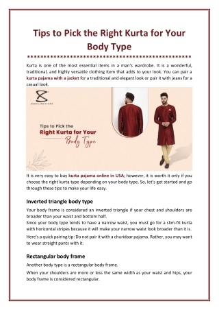 Tips to Pick the Right Kurta for Your Body Type