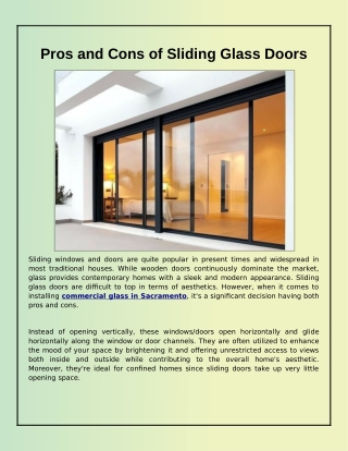 A Short Note About Sliding Glass Doors.