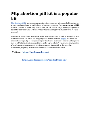 Mtp abortion pill kit is a popular kit