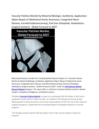 Vascular Patches Market - Global Forecast to 2027