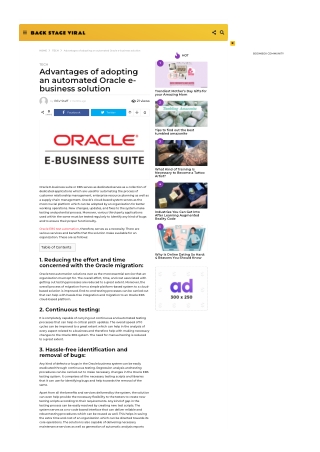 Advantages of adopting an automated Oracle e-business solution