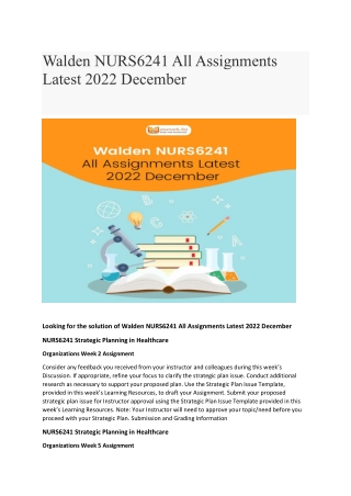 Walden NURS6241 All Assignments Latest 2022 December