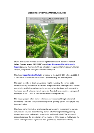 Global Indoor Farming Market 2022-2028