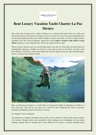 Rent Luxury Vacation Yacht Charter La Paz Mexico