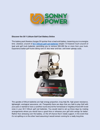 Discover the 36 V Lithium Golf Cart Battery Online