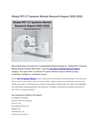 Global PET-CT Systems Market Research Report 2022-2032