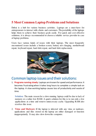 5 Most Common Laptop Problems and Solutions