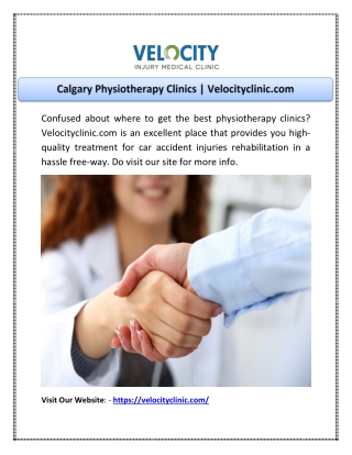 Calgary Physiotherapy Clinics | Velocityclinic.com