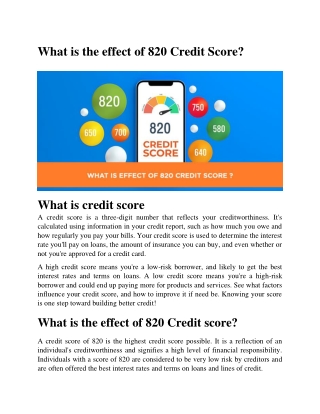 What is the effect of 820 Credit Score?