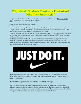 Why Should Students Consider a Professional Nike Case Study Help