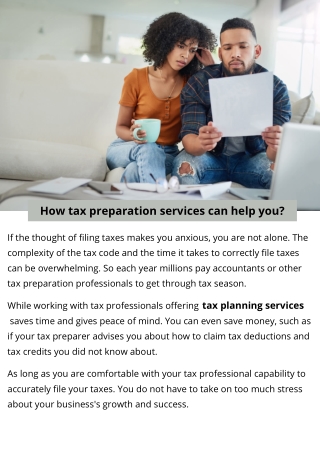 How tax preparation services can help you?