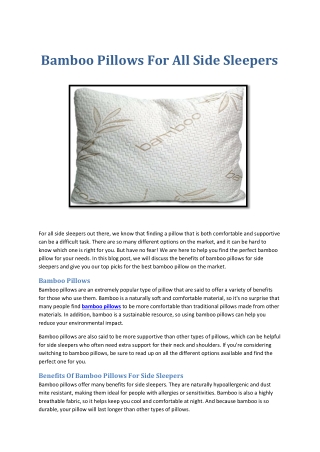 Bamboo Pillows For All Side Sleepers