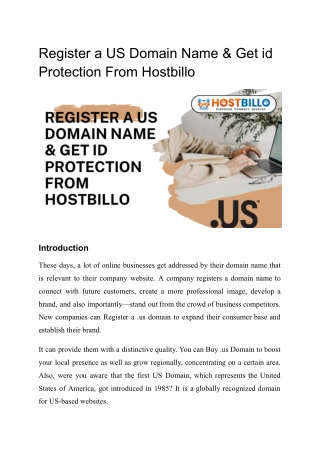 Register a .us Domain Name & Get id Protection From Hostbillo