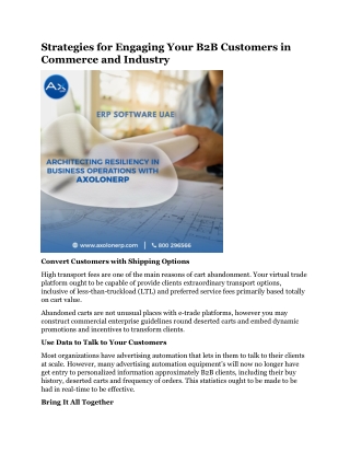 Strategies for Engaging Your B2B Customers in Commerce and Industry