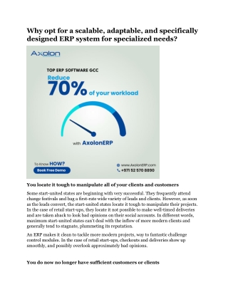 Why opt for a scalable, adaptable, and specifically designed ERP system for specialized needs