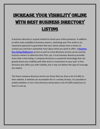Increase Your Visibility Online With Best Business Directory Listing