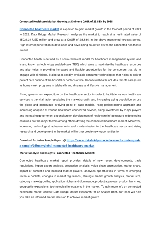 Connected Healthcare Market Growing at Eminent CAGR of 23.88 by 2028