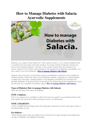 How to Manage Diabetes with Salacia Ayurvedic Supplements - Copy