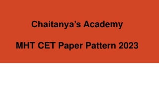 MHT CET Paper Pattern - Chaitanyas Academy