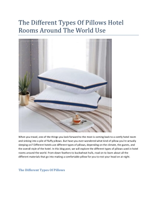 The Different Types Of Pillows Hotel Rooms Around The World Use