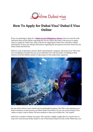 How To Apply for Dubai Visa