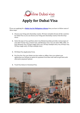 Apply for Dubai Visa
