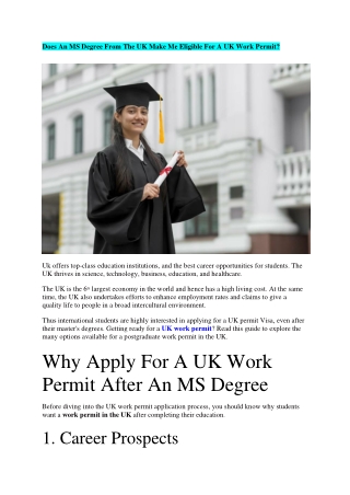 Does An MS Degree From The UK Make Me Eligible For A UK Work Permit