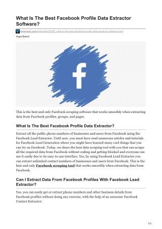 1What Is The Best Facebook Profile Data Extractor Software