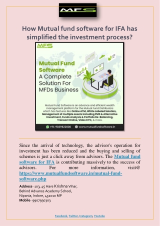 How Mutual fund software for IFA has simplified the investment process