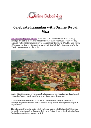 Celebrate Ramadan with Online Dubai Visa