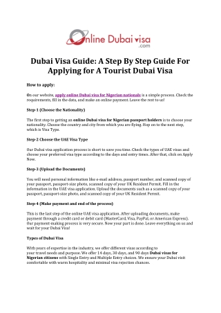 Dubai Visa Guide A Step By Step