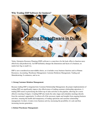 Trading Erp software in Dubai