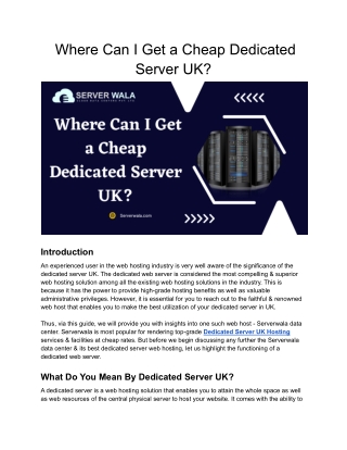 _Where Can I Get a Cheap Dedicated Server UK_