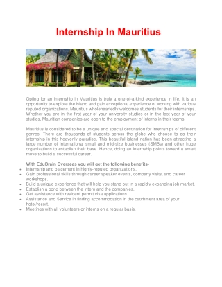 Internship In Mauritius
