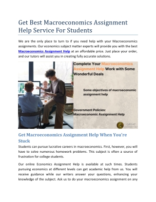 Get Best Macroeconomics Assignment Help Service For Students